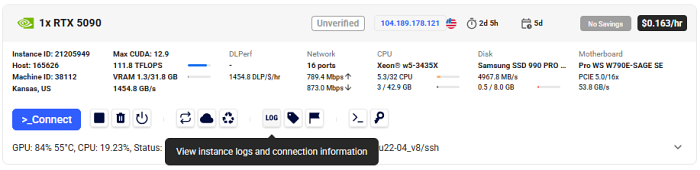 Log de l'instance